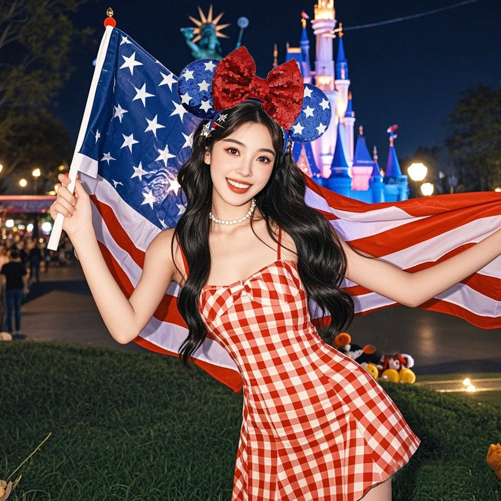 Roffiy headband worn at parade, festive look for Independence Day events