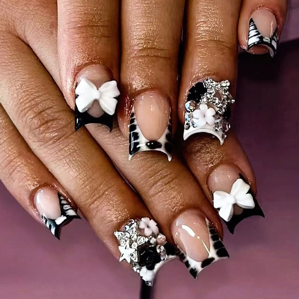 ROFIBUT front packaging showing zebra French tips and bows for instant style