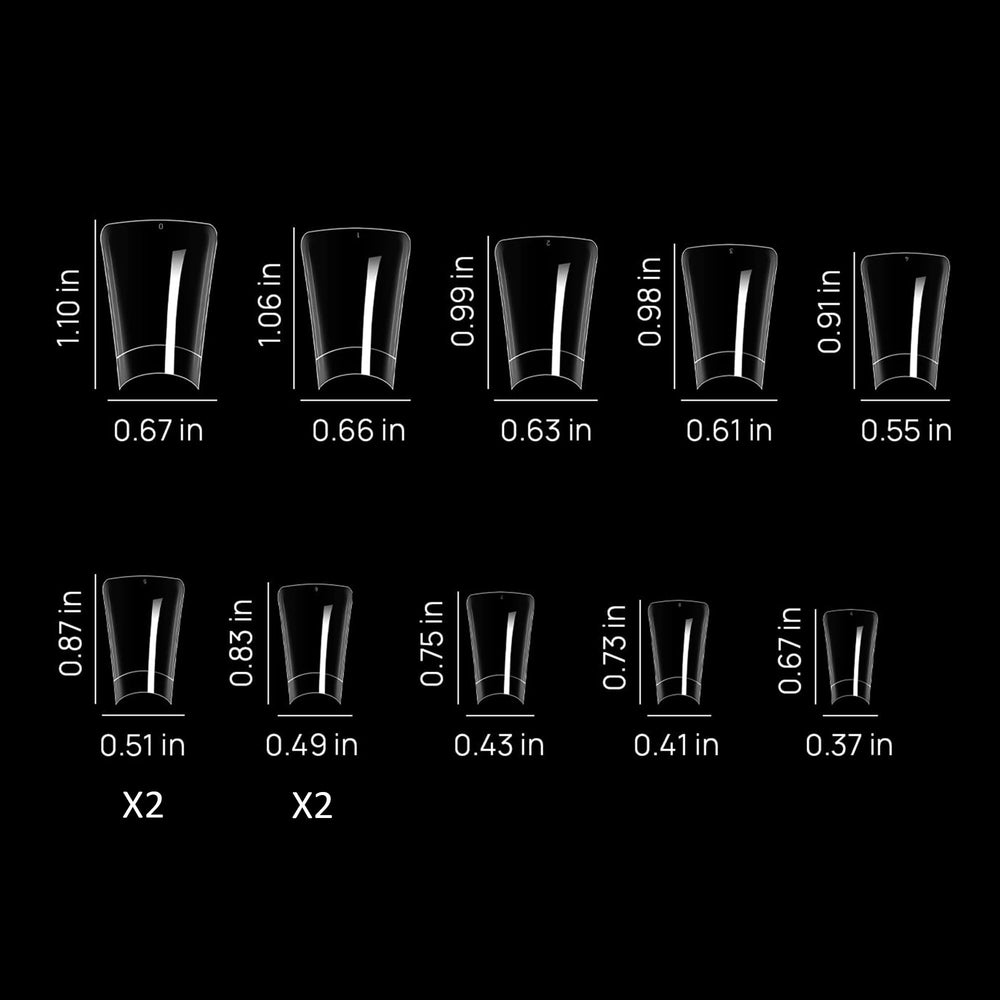 Rofran side profile of duck nail tip shape illustrating consistent curvature for easy shaping