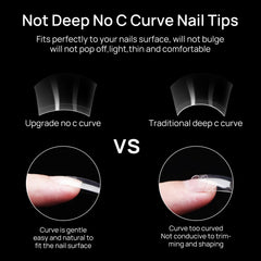 Rofran tips being applied by a nail tech in salon showing professional speed and neat results