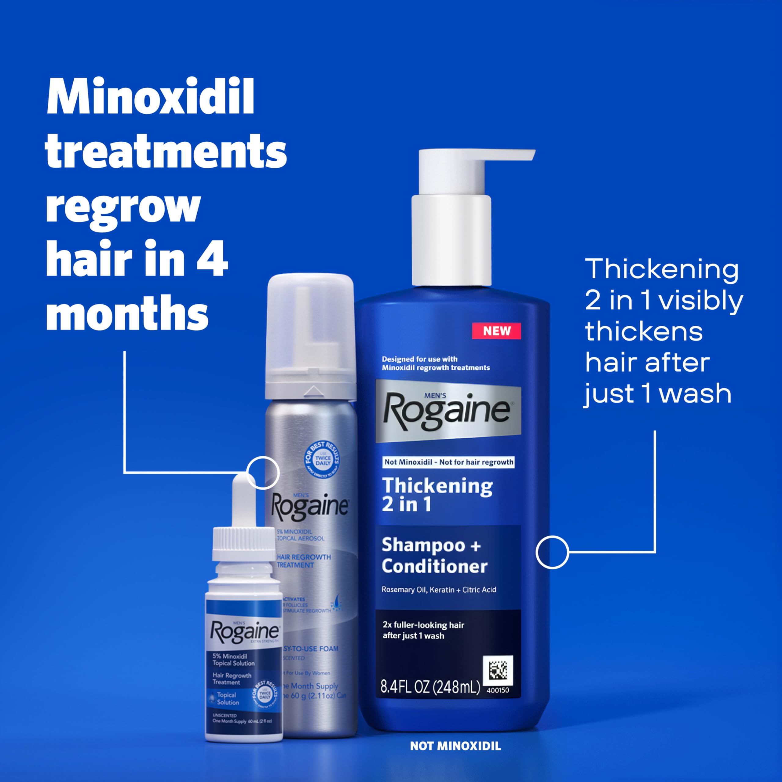 Rogaine foam absorbed on scalp showing lightweight, non-greasy feel