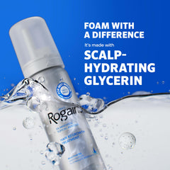 Rogaine foam texture on fingers demonstrating light, absorbable foam benefit