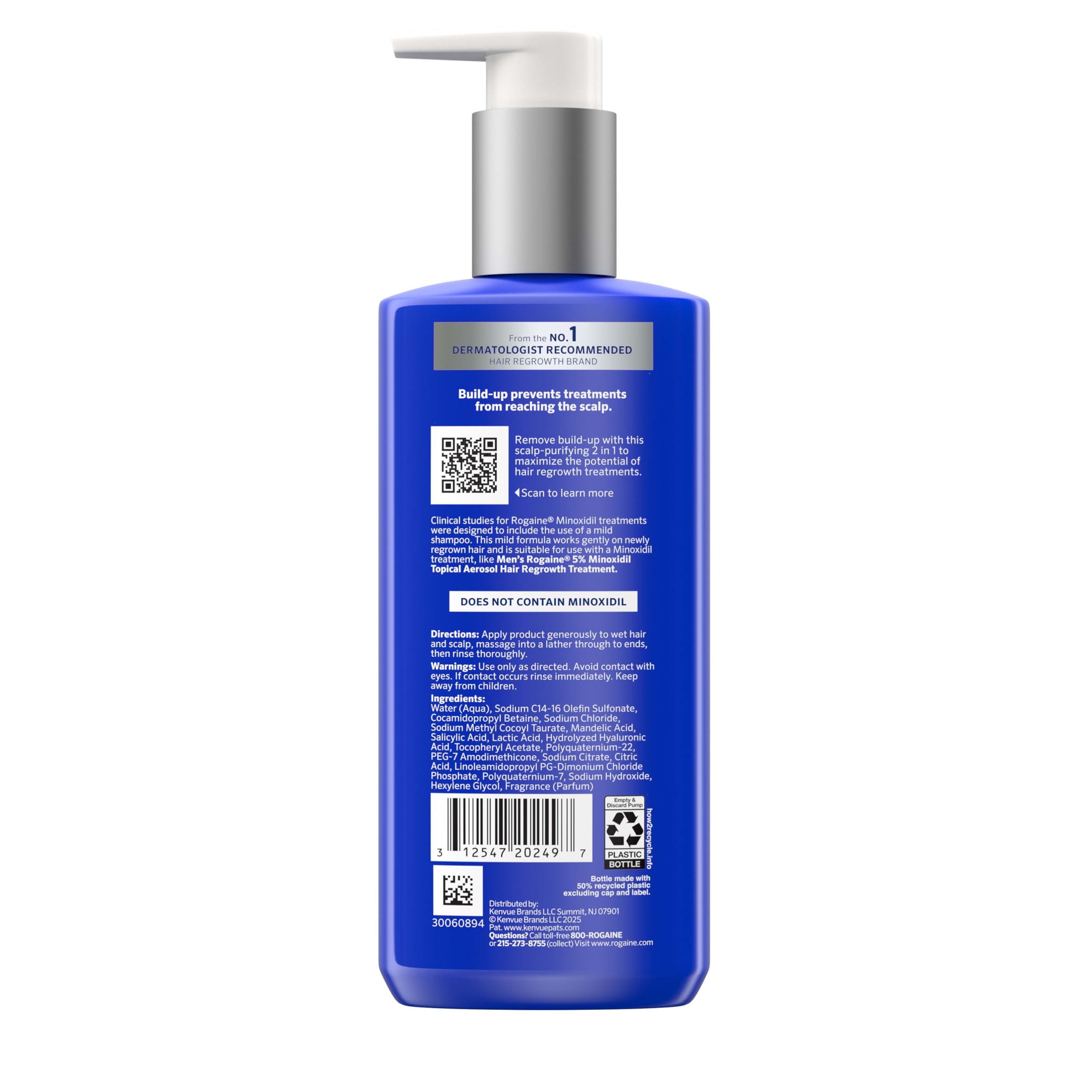 Rogaine on shower shelf in a modern bathroom illustrating daily routine