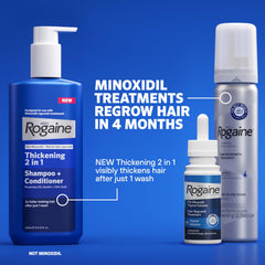 Rogaine size comparison next to ruler showing compact cans and travel convenience