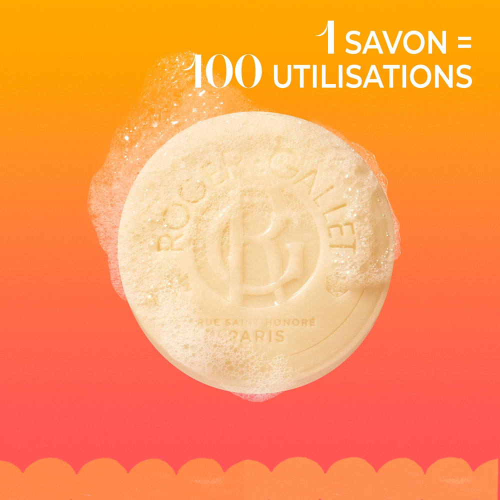 ROGER & GALLET label detail highlighting ingredient list and natural origins