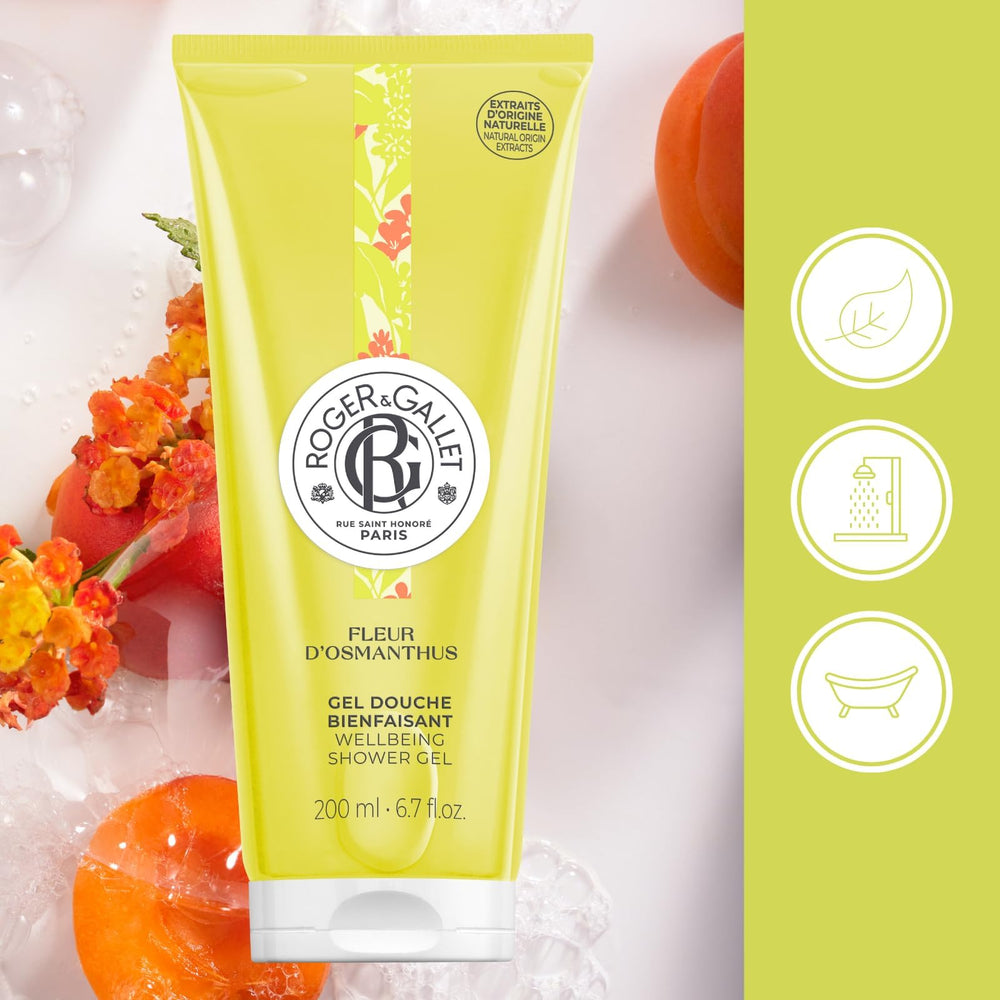 ROGER & GALLET label close-up and pump highlighting gentle plant-based formula benefit
