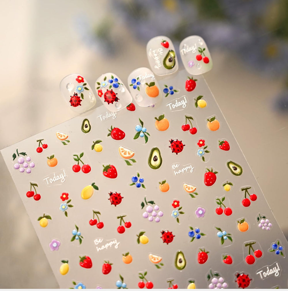 Rokhevn summer manicure lifestyle shot showing playful fruit nails perfect for warm seasons