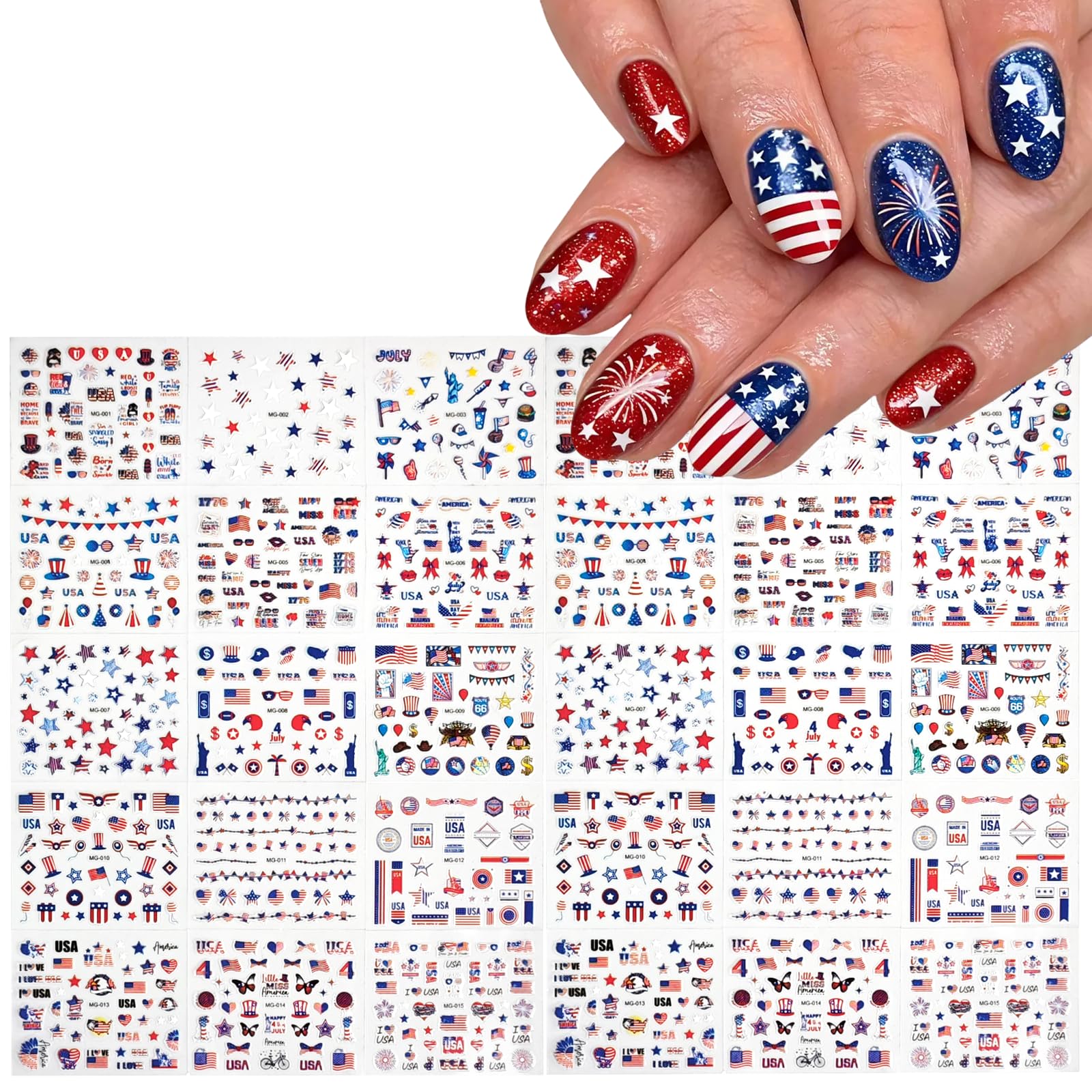 Rokhevn full sticker sheet layout displaying assorted American motifs
