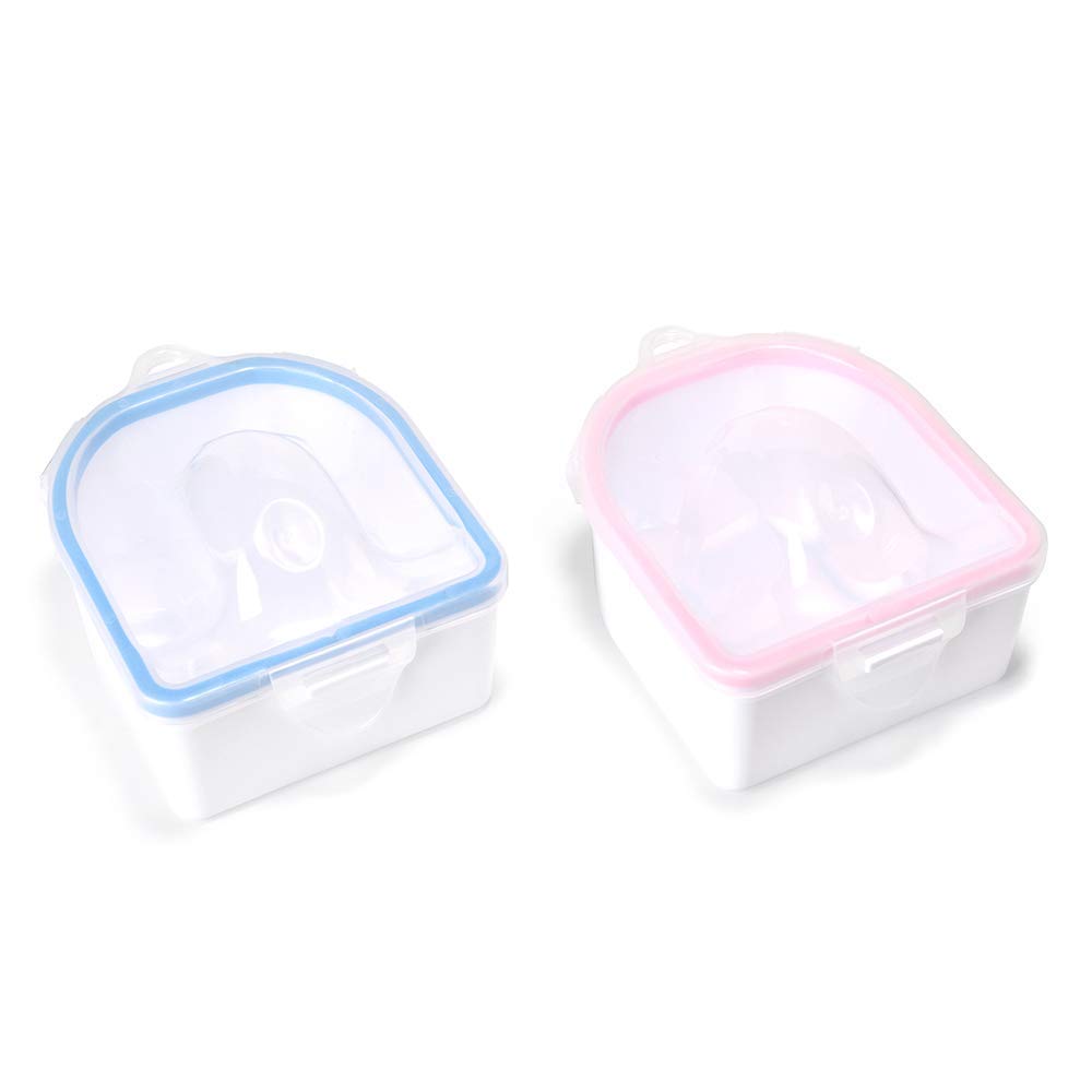 Rolabling front view of both pink and blue soak-off bowls showing compact design and durability