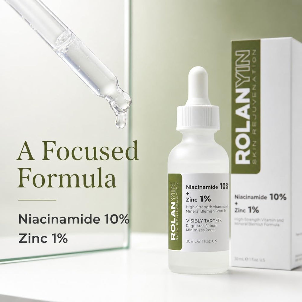 ROLANYIN dropper dispensing a clear serum drop demonstrating precise application