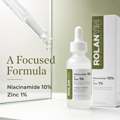 ROLANYIN dropper dispensing a clear serum drop demonstrating precise application