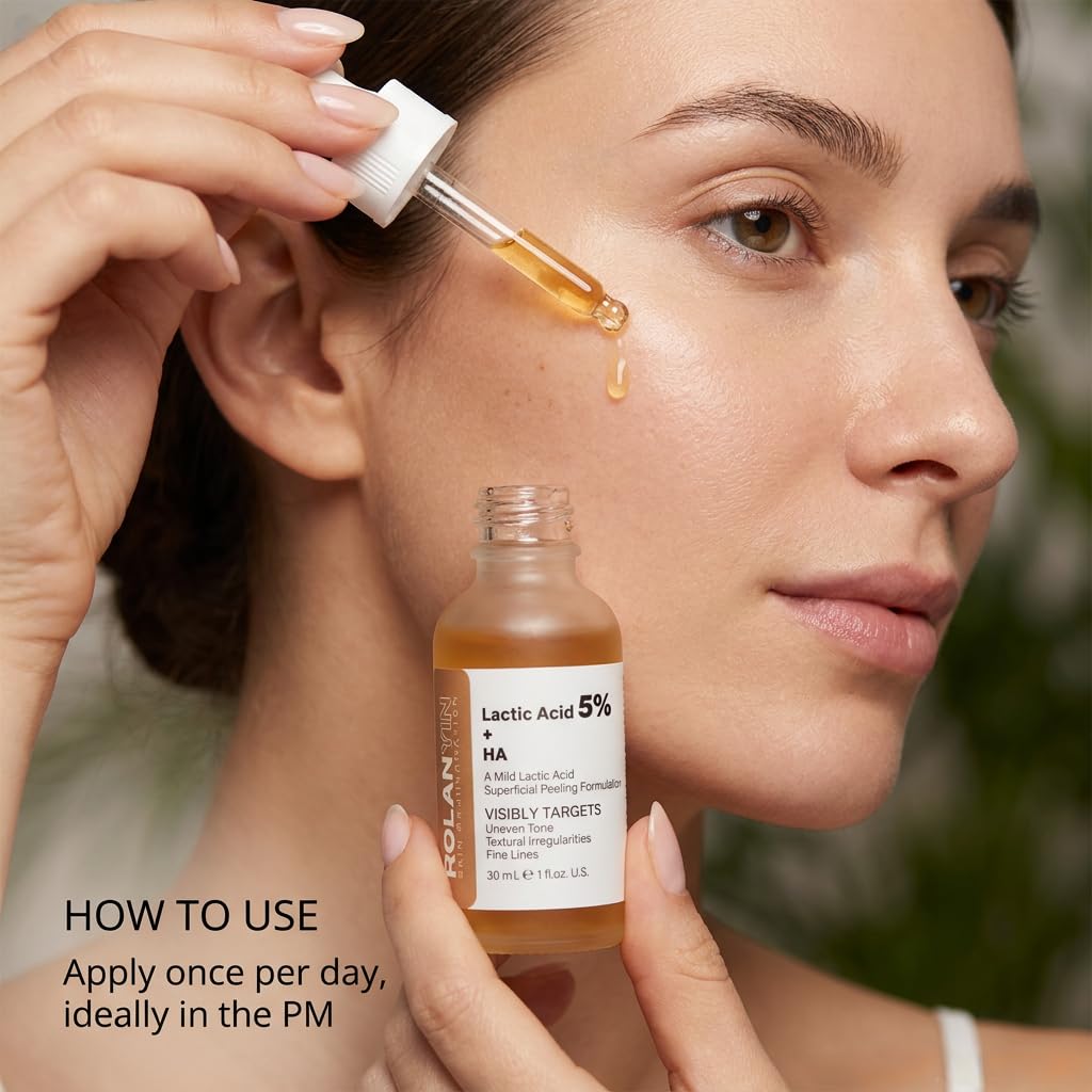ROLANYIN serum staged in bathroom routine demonstrating easy layering