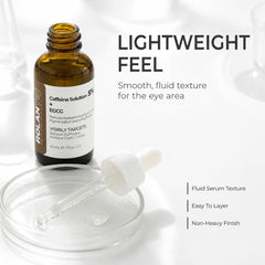 ROLANYIN serum texture close-up with droplets, lightweight absorption benefit