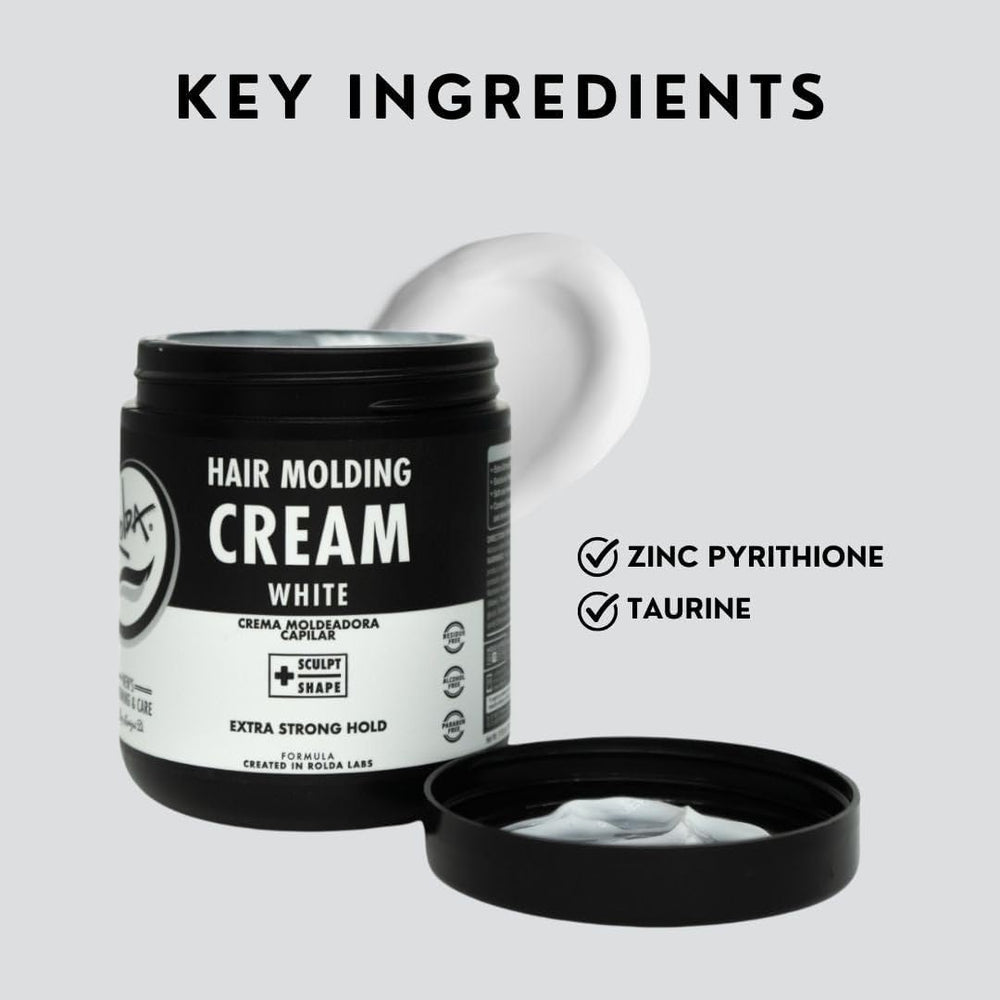 Rolda jar label detail focusing on ingredients and medium-strong hold benefits