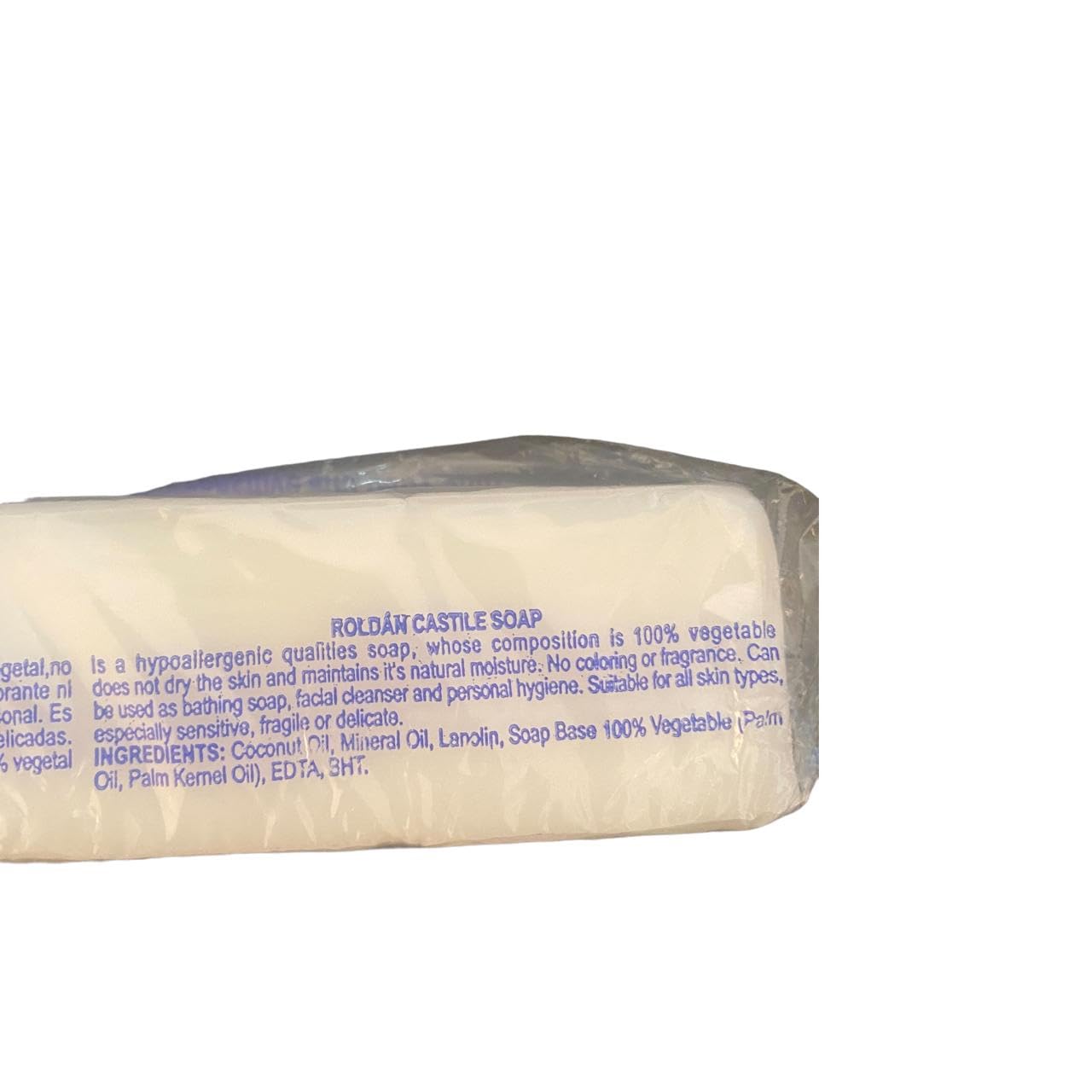 Roldan bar on bath tray in a calm setting showing mild cleansing benefit