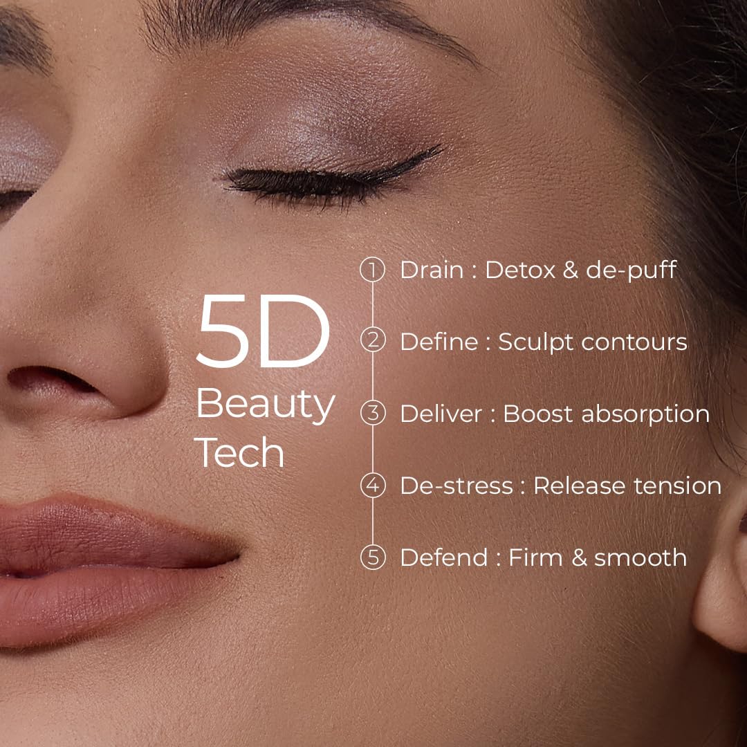 Rolevin gua sha tool with massage mode demonstrating de-puffing benefits