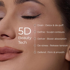 Rolevin gua sha tool with massage mode demonstrating de-puffing benefits