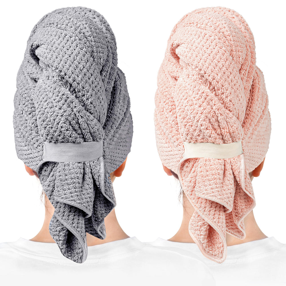 ROLSHOL front view of two large microfiber towel wraps showing colors and packaging benefit