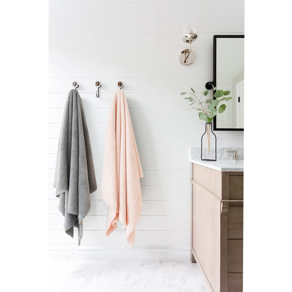 ROLSHOL towel in bathroom lifestyle scene showing daily routine convenience benefit