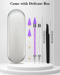 Rolybag wax pen picking up rhinestone on nail, speeds precise nail design