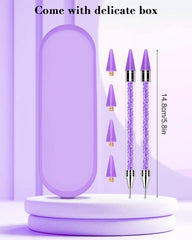 Rolybag in use placing rhinestone on a fingernail for faster decoration