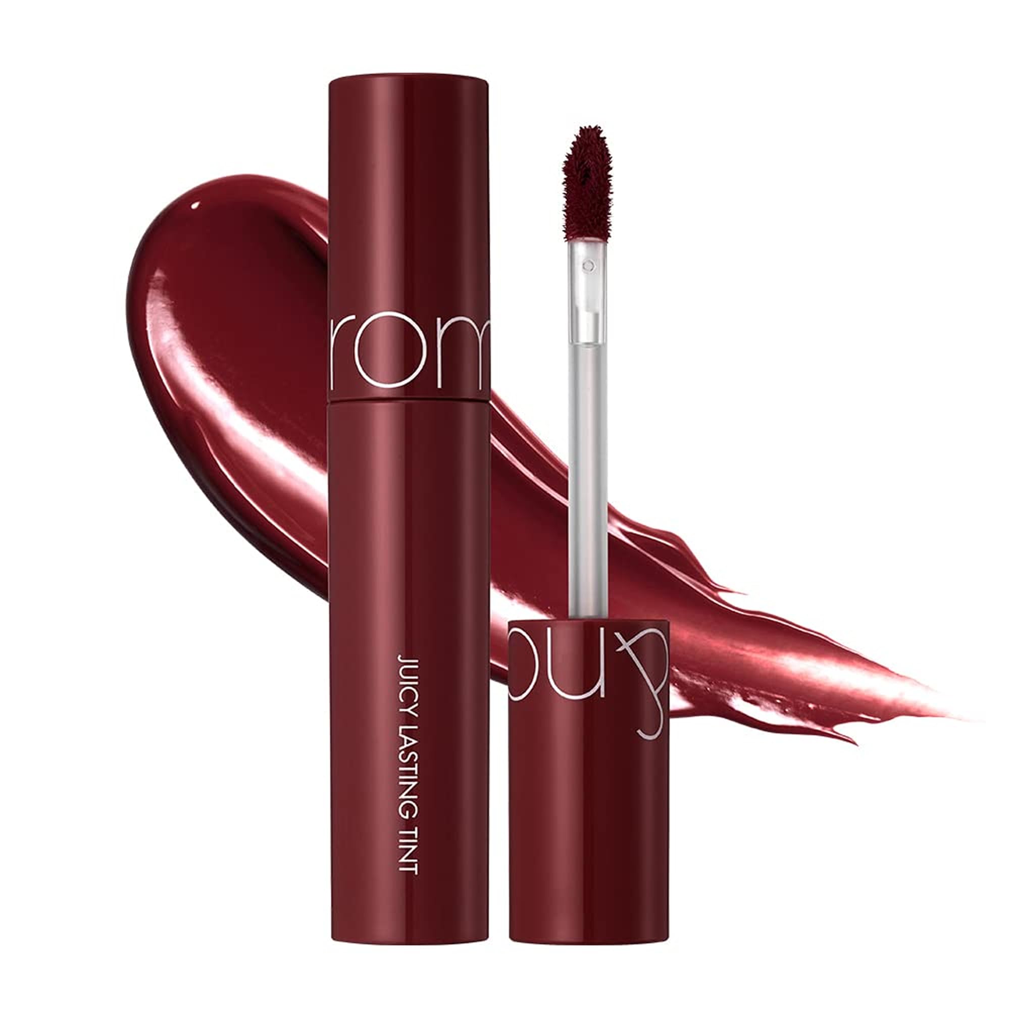 rom&nd Juicy Lasting Tint front view showing sleek tube and shade