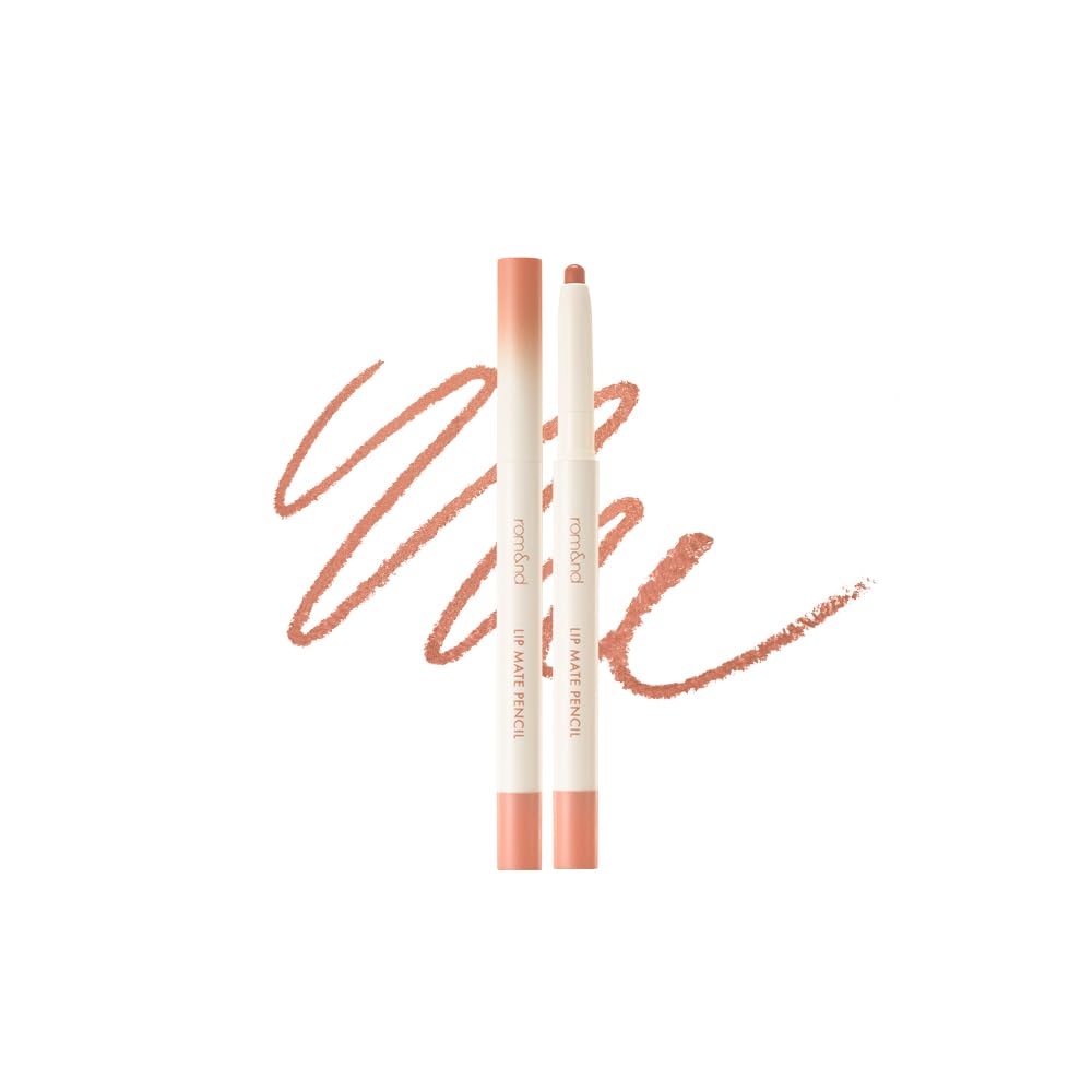rom&nd front packaging showing slim lip pencil and shade name, convenient travel-friendly