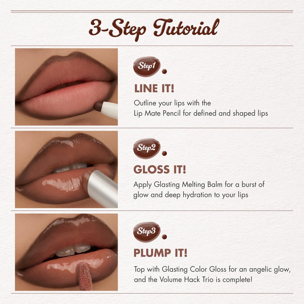 rom&nd lips before and after using trio showing fuller glossy finish benefit
