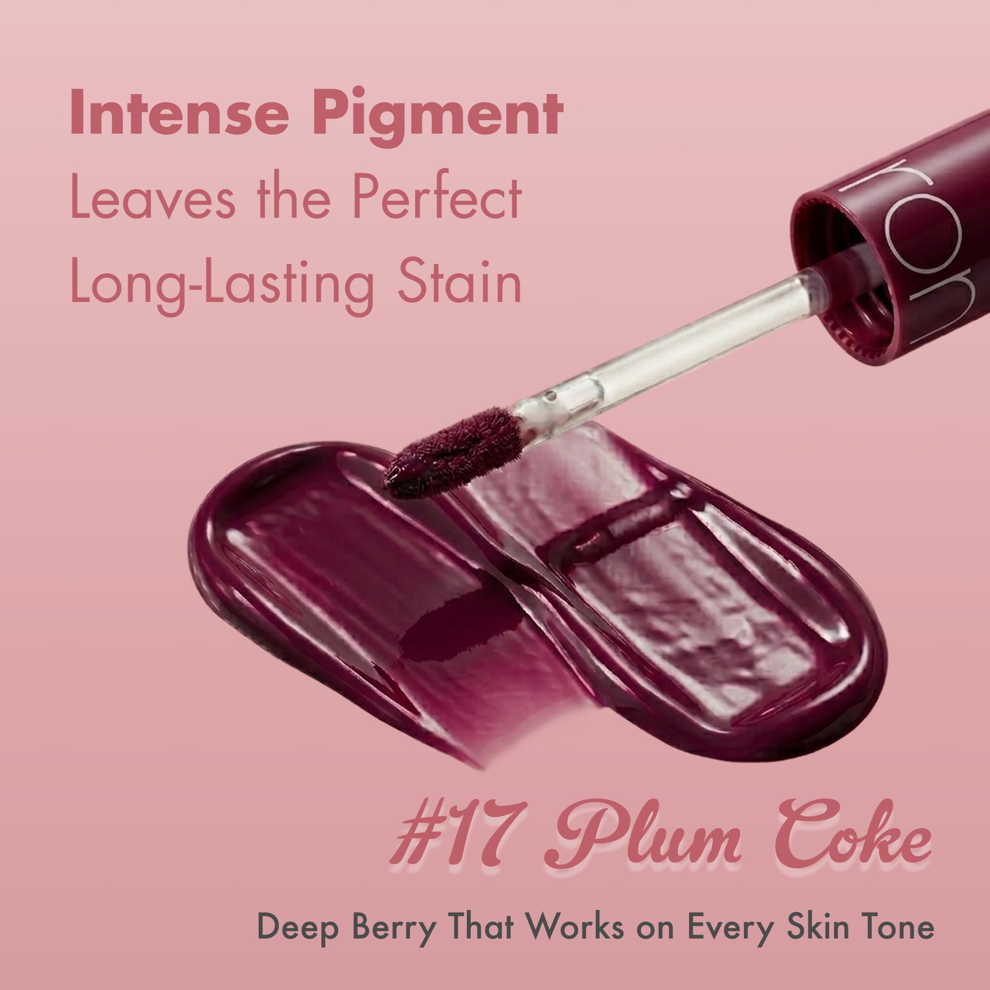 rom&nd lip swatch on model showing cool berry finish and wearable depth for makeup inspiration