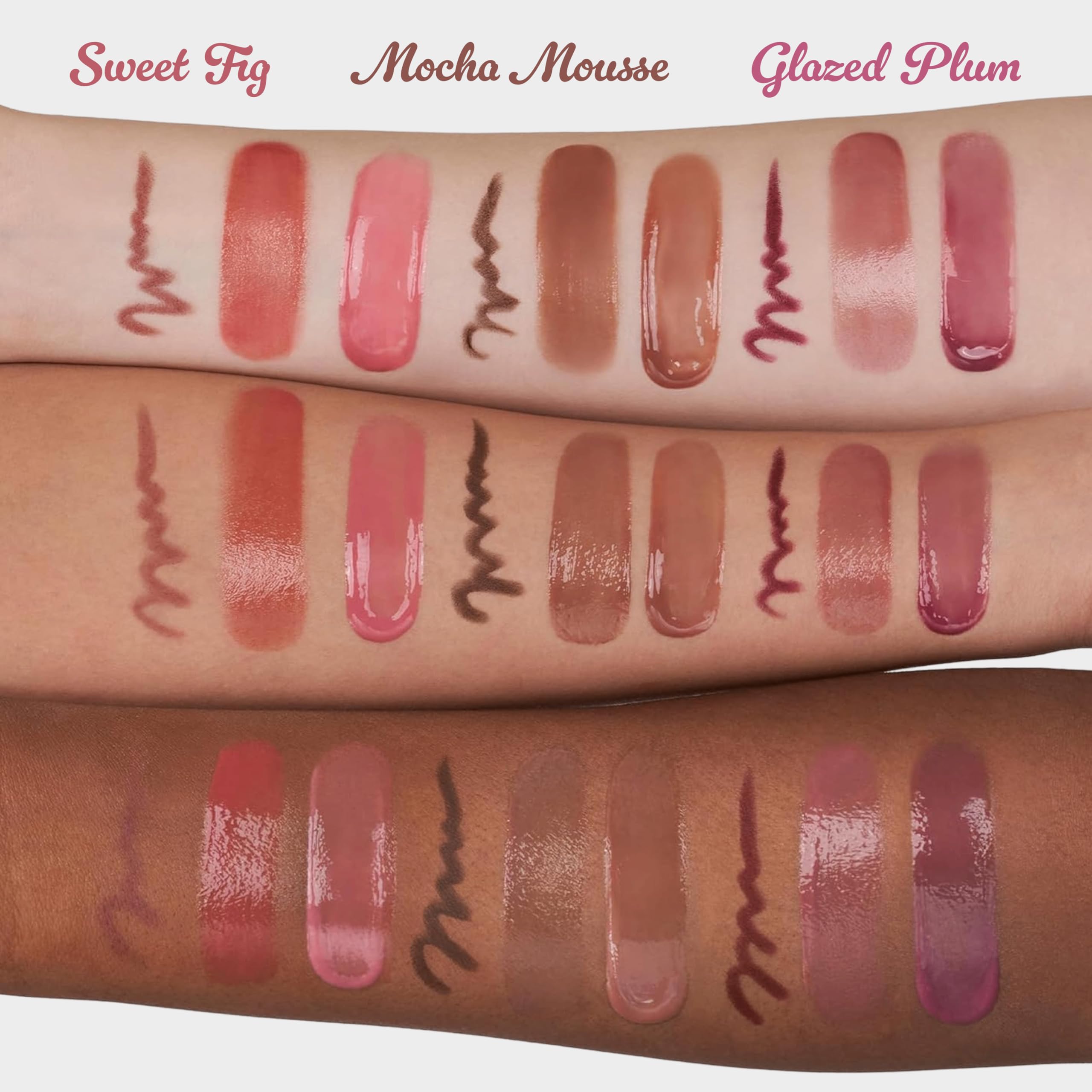 rom&nd trio applied on model lips showing layered plumping effect