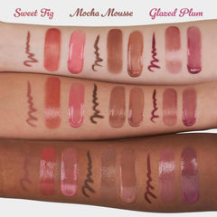 rom&nd trio applied on model lips showing layered plumping effect