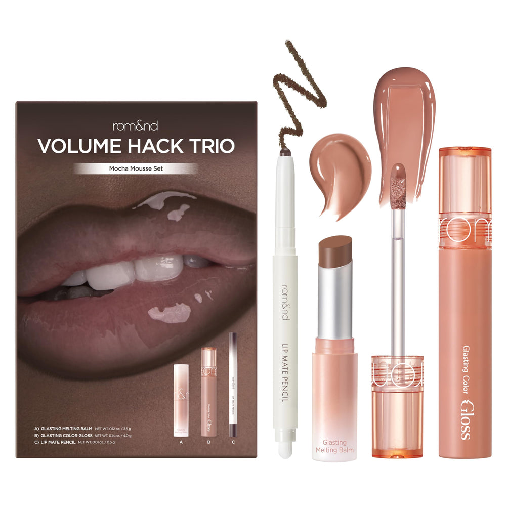 rom&nd front packaging of Volume Hack Trio showing kit benefits