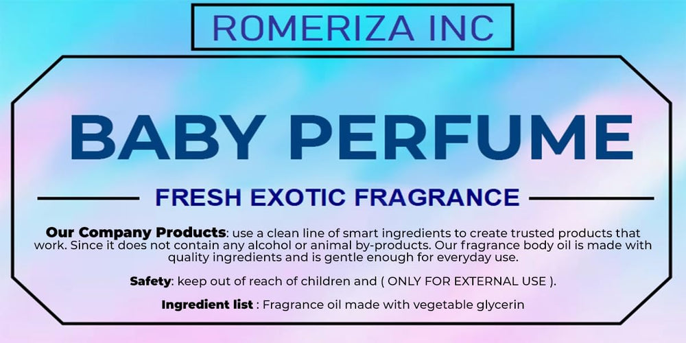 ROMERIZA INC. label close-up highlighting scent name and clear branding