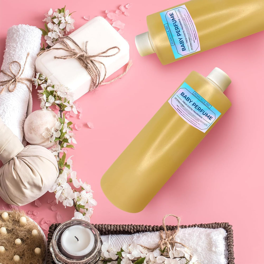 ROMERIZA INC. travel bottle held in hand showing portability advantage