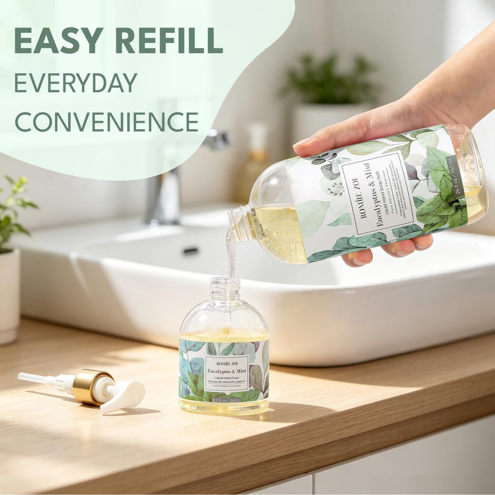 ROMIIE ZOI bottle next to household items showing 750 ml value
