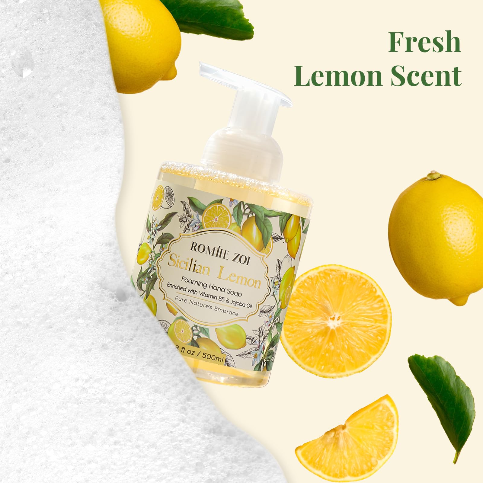 ROMIIE ZOI pump dispensing creamy foam, demonstrates gentle fast lather