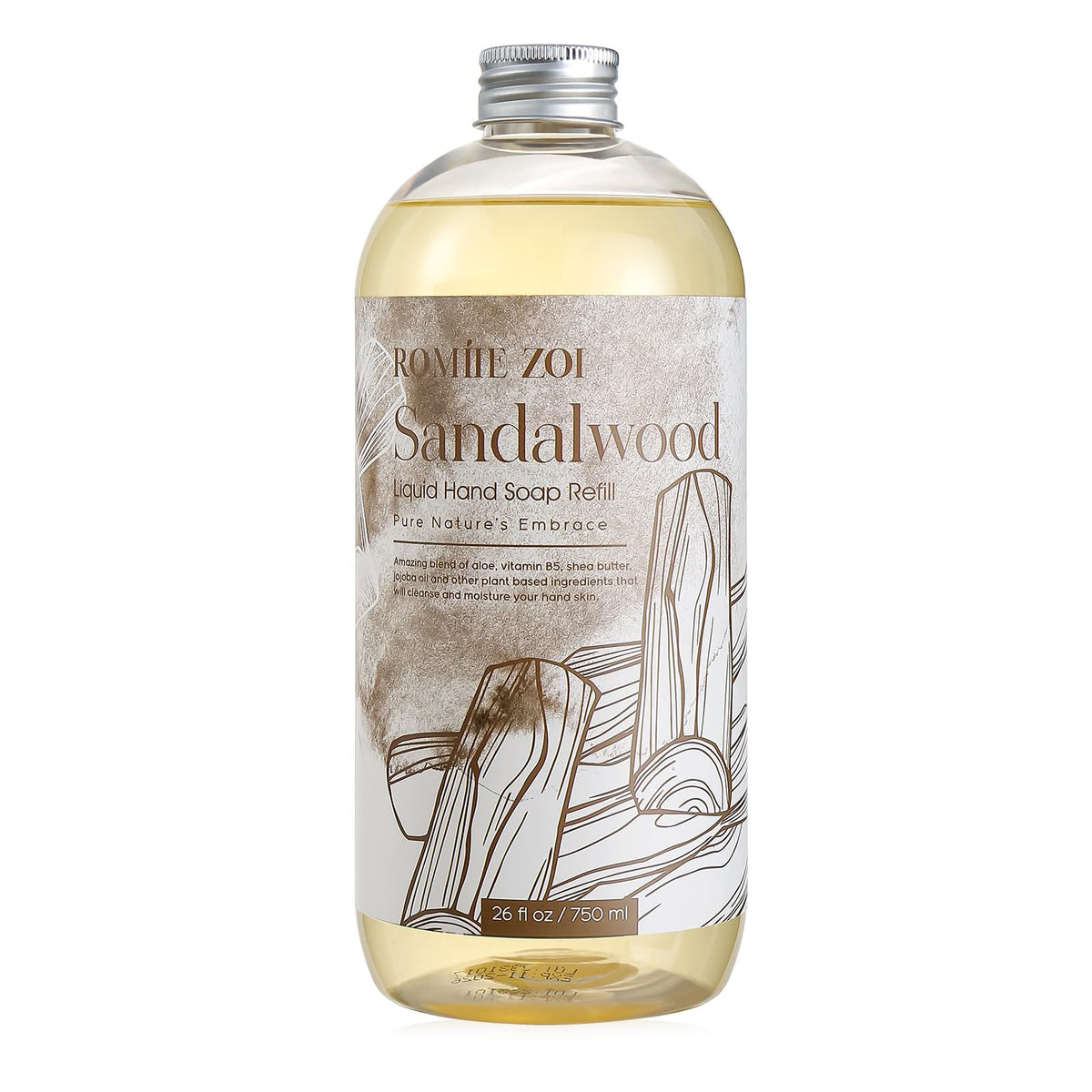 ROMIIE ZOI front label showing sandalwood refill and clear product identity