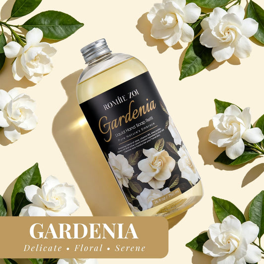ROMIIE ZOI label close-up highlighting gardenia fragrance and ingredients