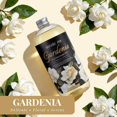 ROMIIE ZOI label close-up highlighting gardenia fragrance and ingredients