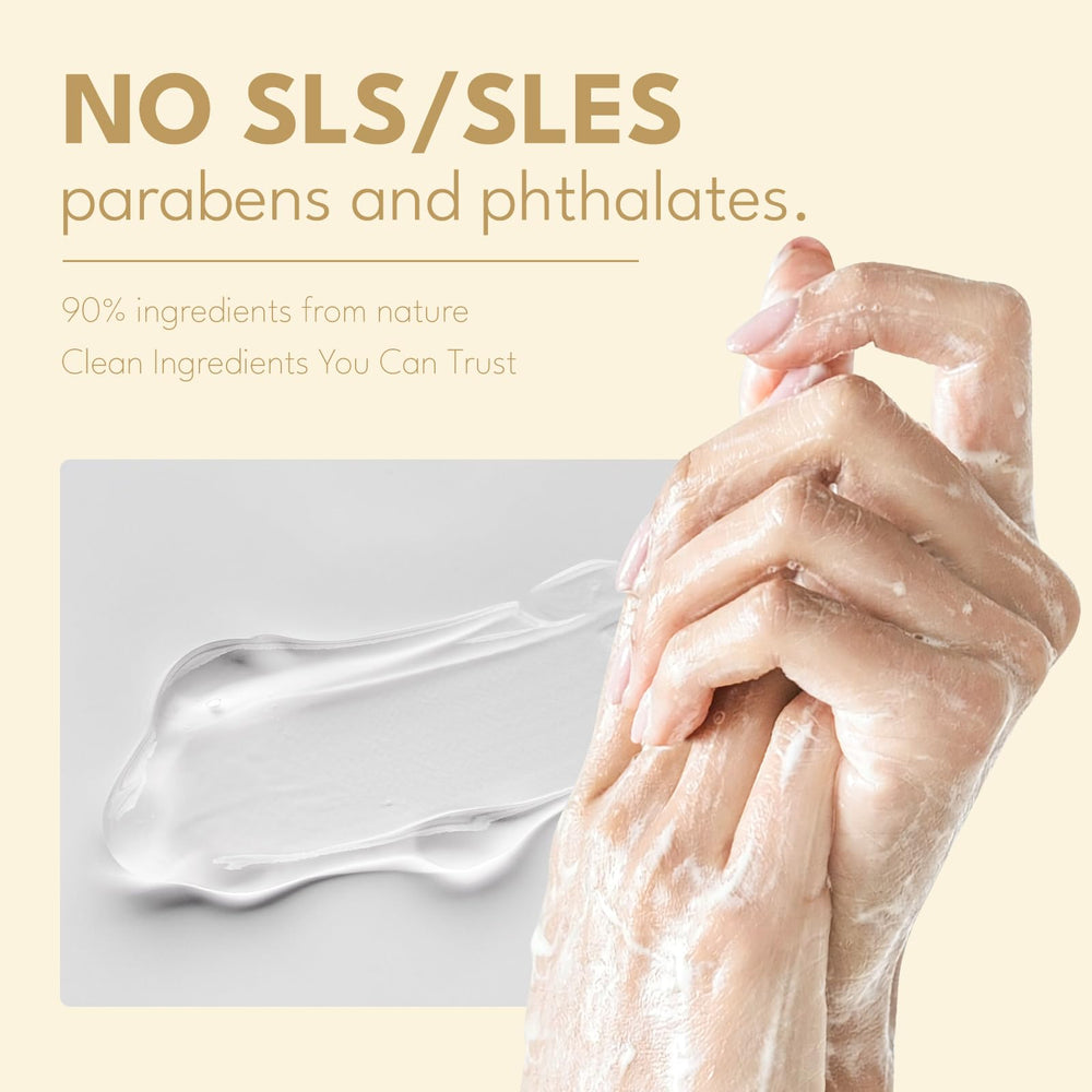 ROMIIE ZOI foamy lather on hands demonstrating gentle moisturizing cleanse