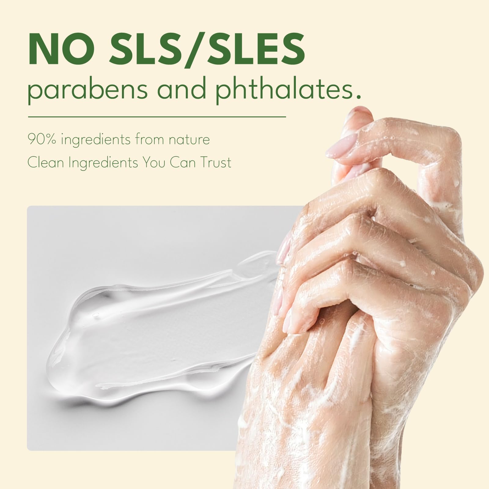 ROMIIE ZOI lather on hands demonstrating foaming action and soft-skin benefit