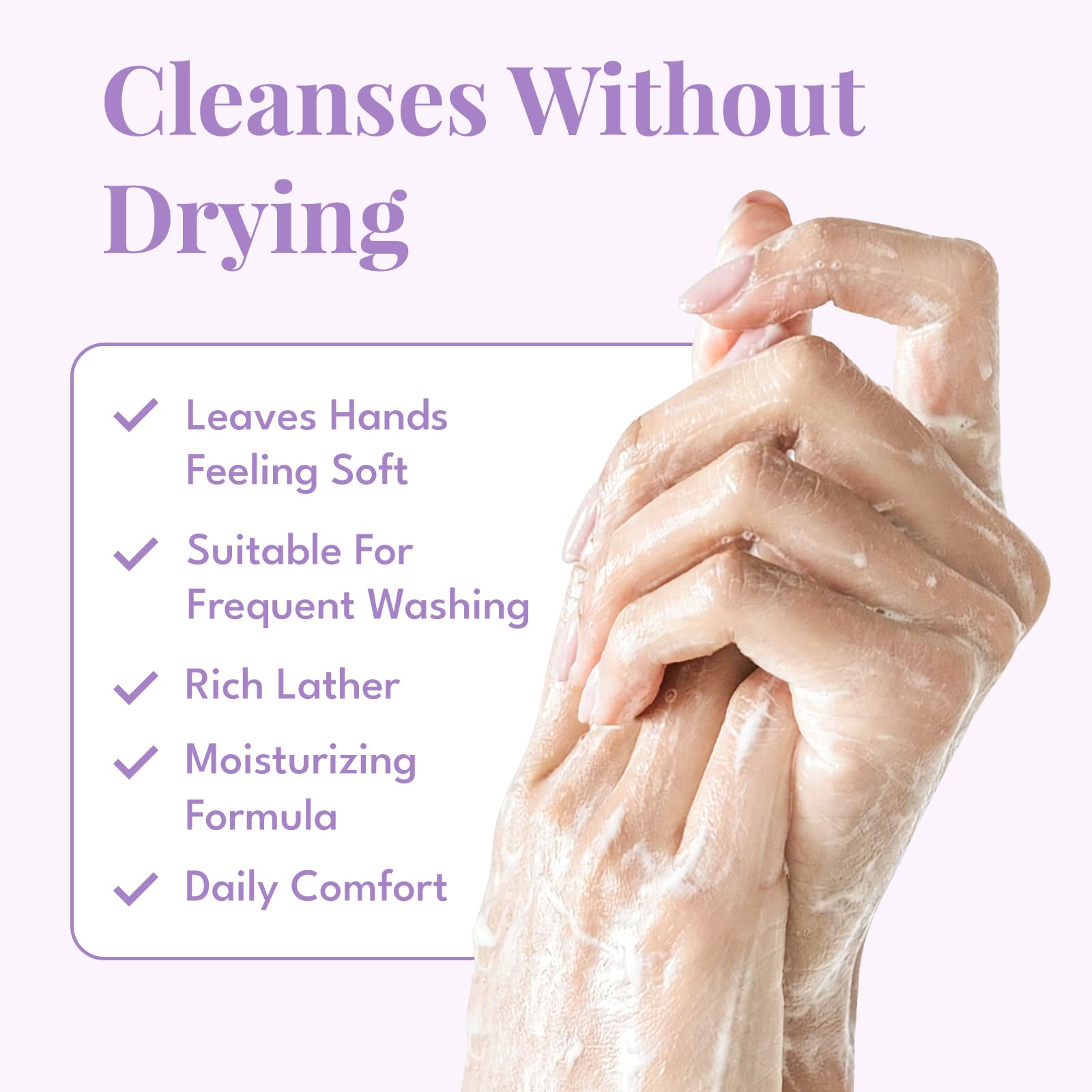 ROMIIE ZOI soap lather on hands showing cleansing action with soft texture