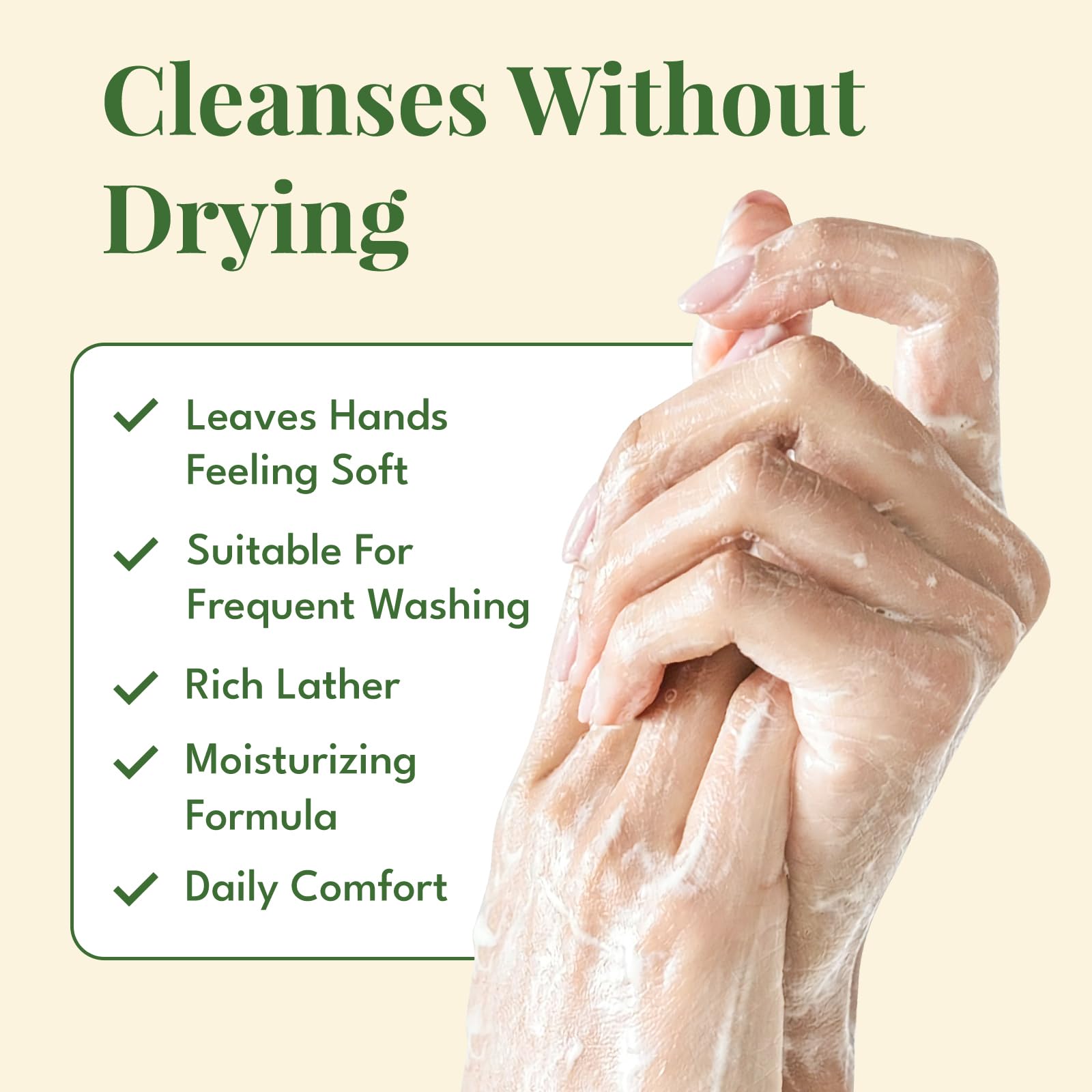 ROMIIE ZOI pump being pressed to wash hands, illustrating effective cleansing benefit