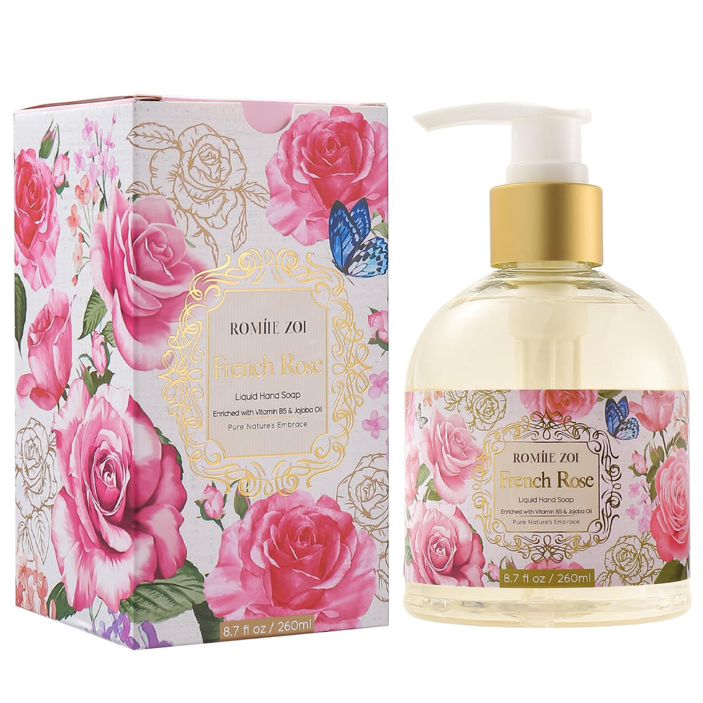 ROMIIE ZOI front packaging shows rose soap and gift-ready presentation benefit