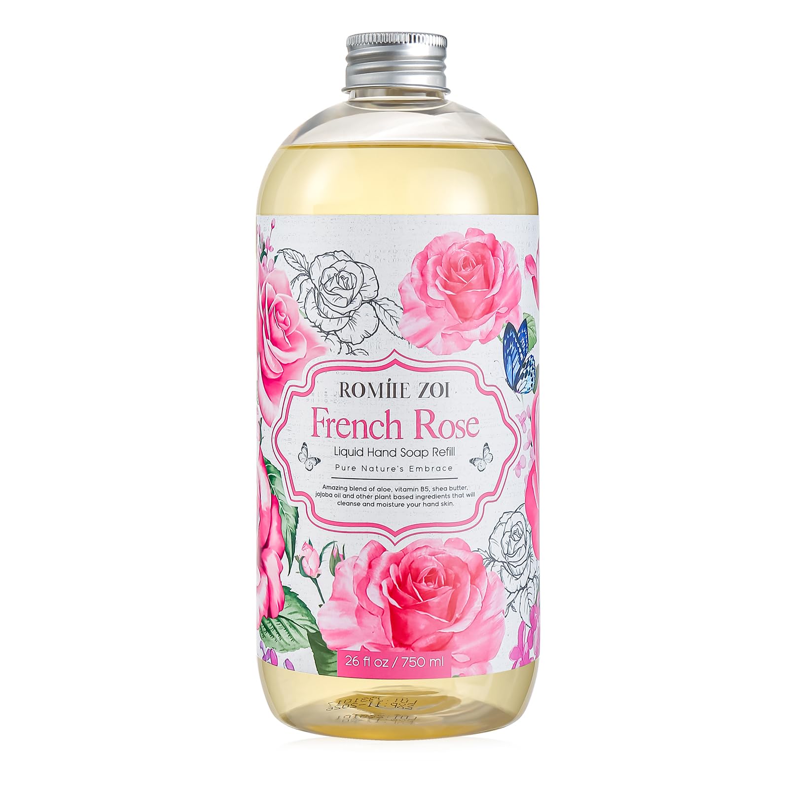 ROMIIE ZOI front label showing rose refill and size benefit
