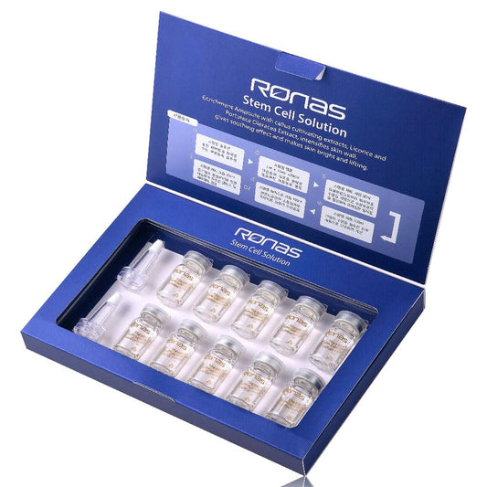 Ronas ampoule opened top view showing single-use glass vial ready for precise application