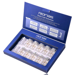 Ronas ampoule opened top view showing single-use glass vial ready for precise application