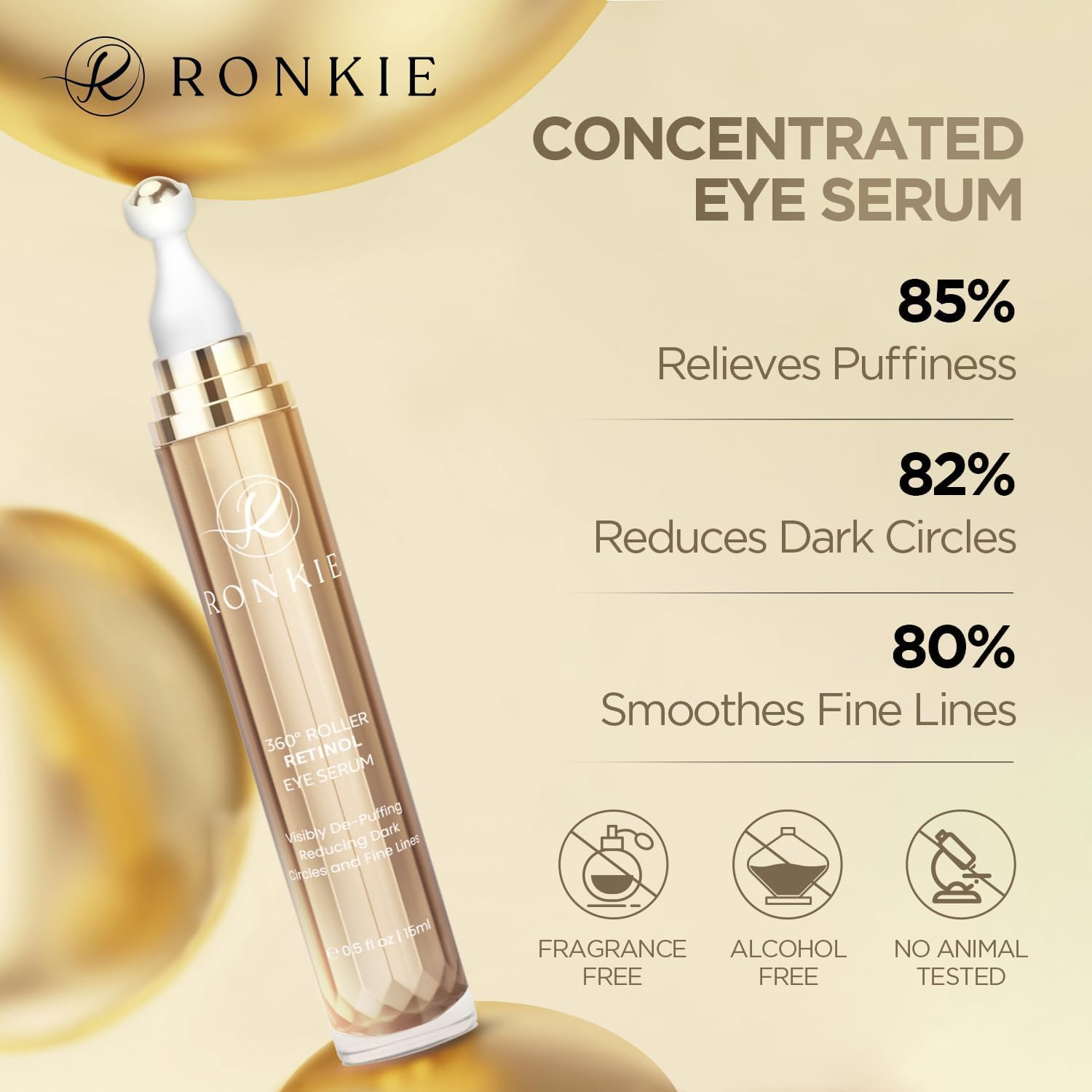 RONKIE eye cream stick open with visible balm tip delivering mess-free application benefit
