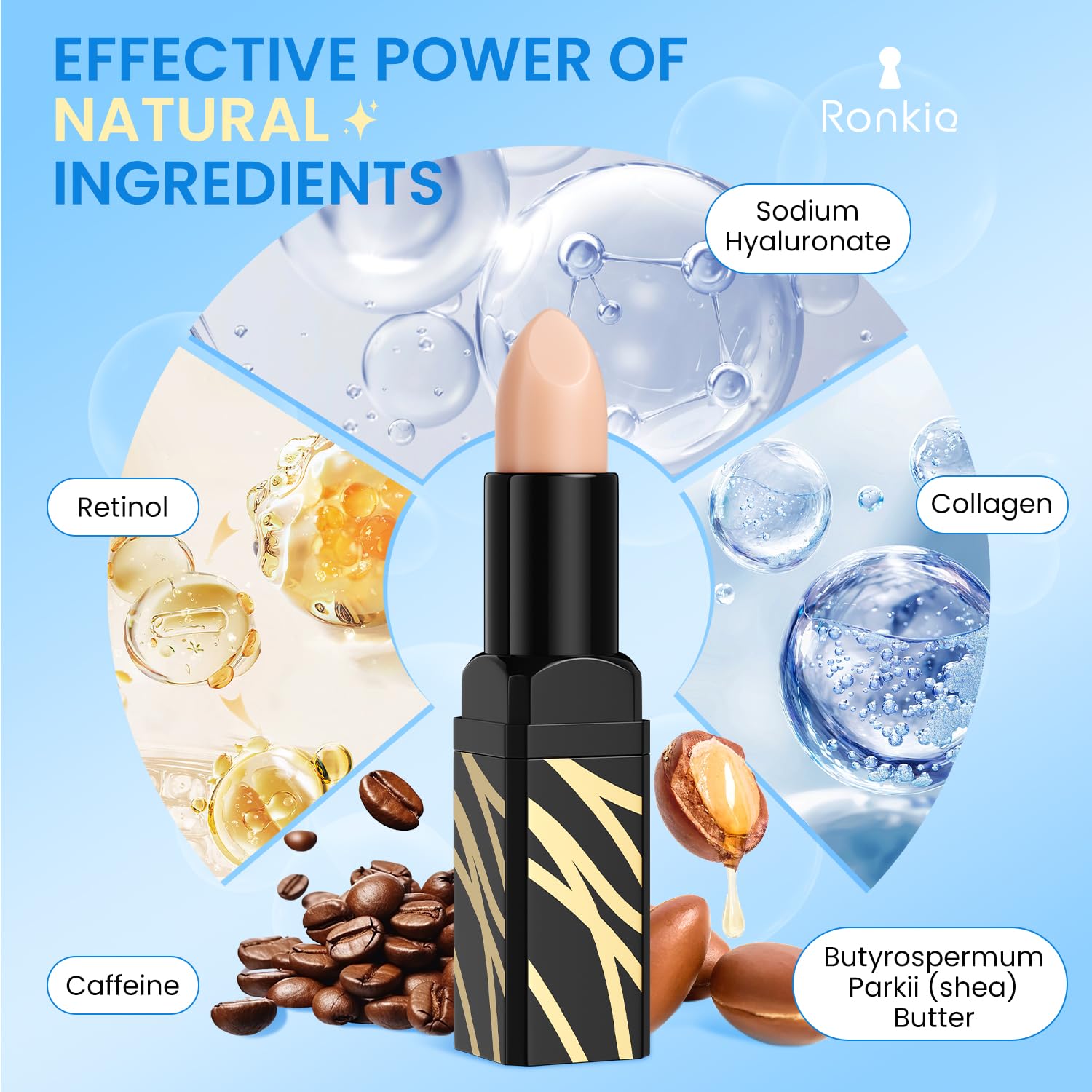 RONKIE eye stick ingredient label close-up highlighting key actives