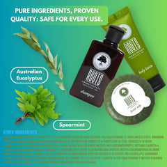 Roots Aromatherapy kit staged in a hotel bathroom showing guest-ready presentation